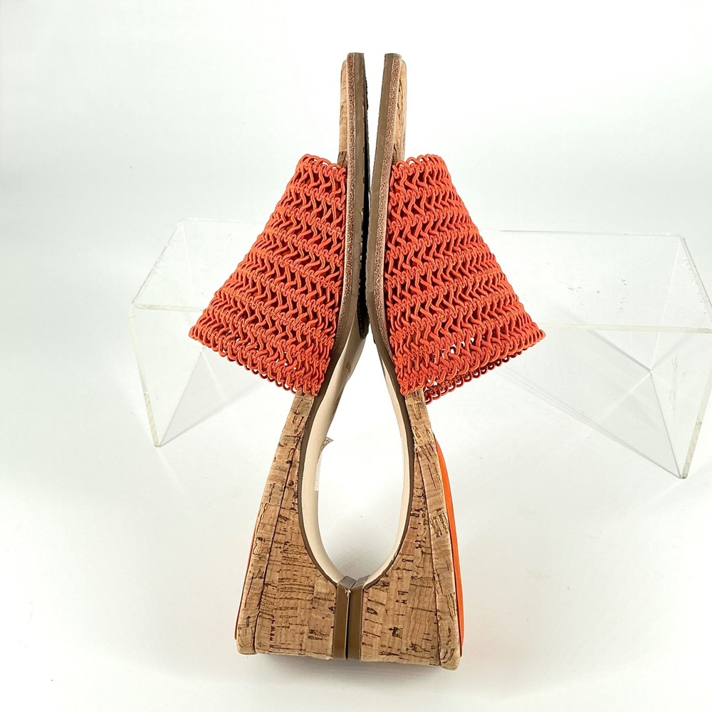 Donald Pliner Size 8.5 Orange Woven Cork Slide Sandals Heels NEW CLODIE $158 - Picture 9 of 16